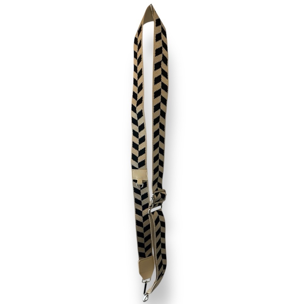 NEW Chevron Pattern Adjustable Strap Crossbody Cream Black Purse Bag Strap
